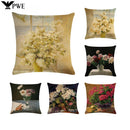 Axyaa Retro Flower Oil Painting Linen Pillowcase 45*45cm