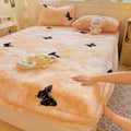 Axyaa Polka Dot Printed Milk Fleece Fitted Sheet - Thermal Mattress Cover