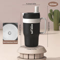 Axyaa 620ml Stainless Steel Double-layer Thermos Tumbler with Handle & Straw