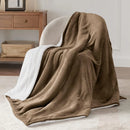 Axyaa Sherpa Fleece Blanket - Cozy & Plush Throw for Couch - Camel
