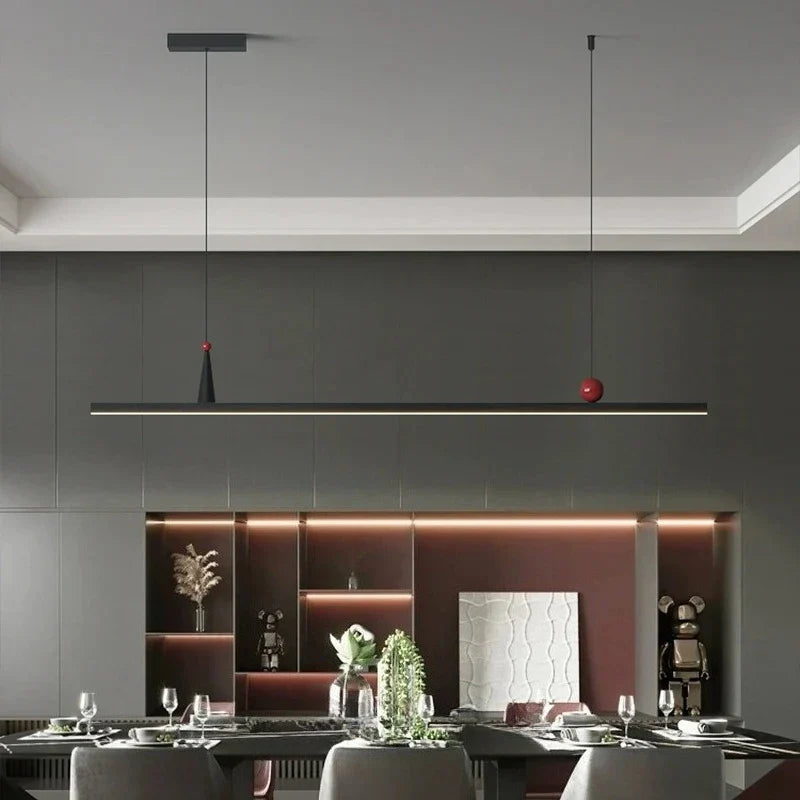 Axyaa Black Aluminum LED Chandelier - Modern Pendant Light for Office Island & Bar Table