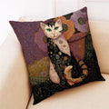 Axyaa Cat Print Linen Pillowcase 45x45cm Home Decor Cushion Cover