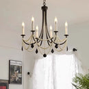 Axyaa Black Metal Candle Chandelier LED Pendant Lights for Living Room Home Decor