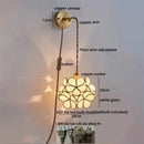 Axyaa Copper Glass LED Wall Lamp Sconce with Pull Chain Switch