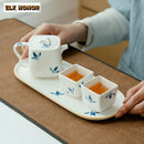 Axyaa Hand-painted Butterfly Orchid Ceramic Tea Tray - Teapot Base & Tea Services