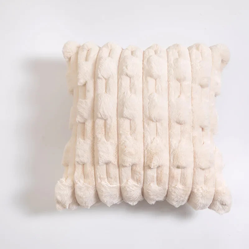 Axyaa Soft Plush Cushion Cover in Pink Ivory for Cozy Home Decor