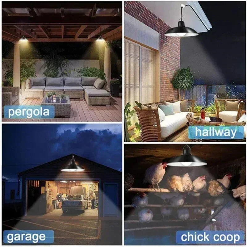 Axyaa Solar Outdoor Pendant Light with Remote Control, Waterproof LED Chandelier