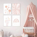 Axyaa Cartoon Sun Rainbow Canvas Painting Poster Collection for Girls Room Decor