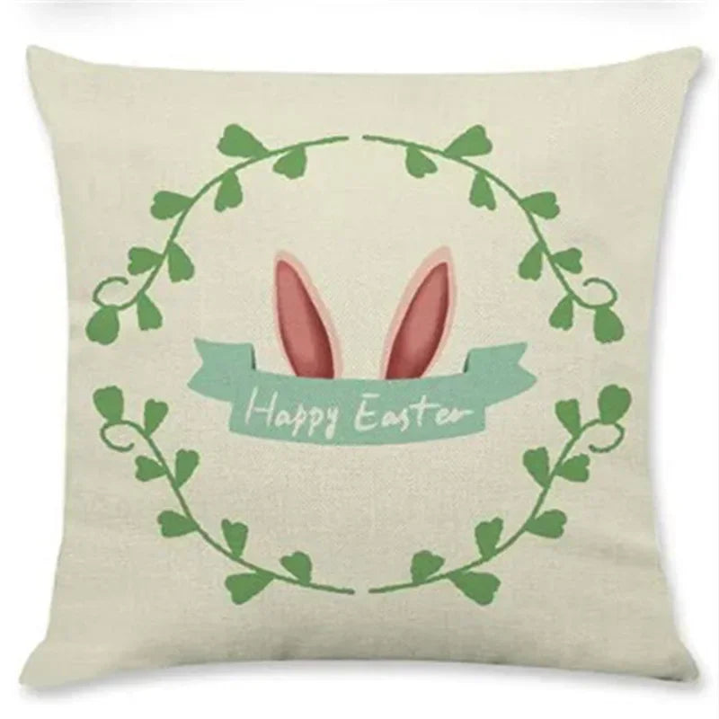 Easter Rabbit Eggs Design Linen Pillowcase - Axyaa Brings Spring Joy