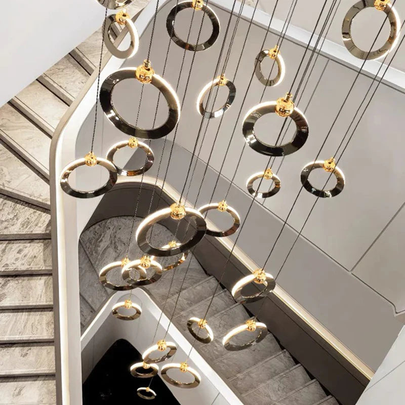 Axyaa Staircase Chandeliers: Modern LED Pendant Light Lamps for Living Room
