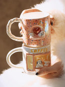 Axya Puppy Couple Ceramic Coffee Mug Set, 300-400ml
