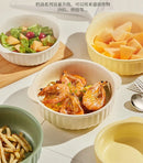 Axyaa 6-inch Double Ear Baking Bowl & Steamed Egg Bowl, Ceramic Salad Plate