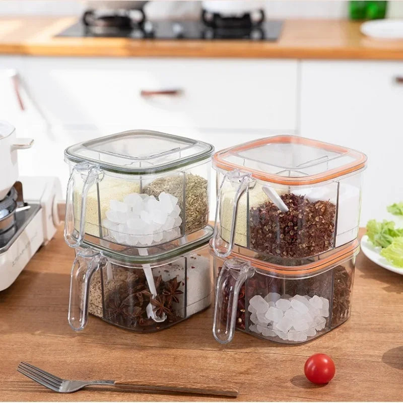 Axyaa Seasoning Box Set with Transparent Lid - Kitchen Storage Container