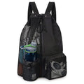 Axyaa Multi-Pocket Mesh Drawstring Swim Gym Beach Backpack.