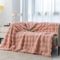 Luxurious Toscana Rabbit Fur Blanket by Axyaa: Soft Double-sided Bubble Fleece Blanket