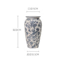 Axyaa Blue and White Porcelain Retro Vase - Ceramic Ice Crack Flower Vase