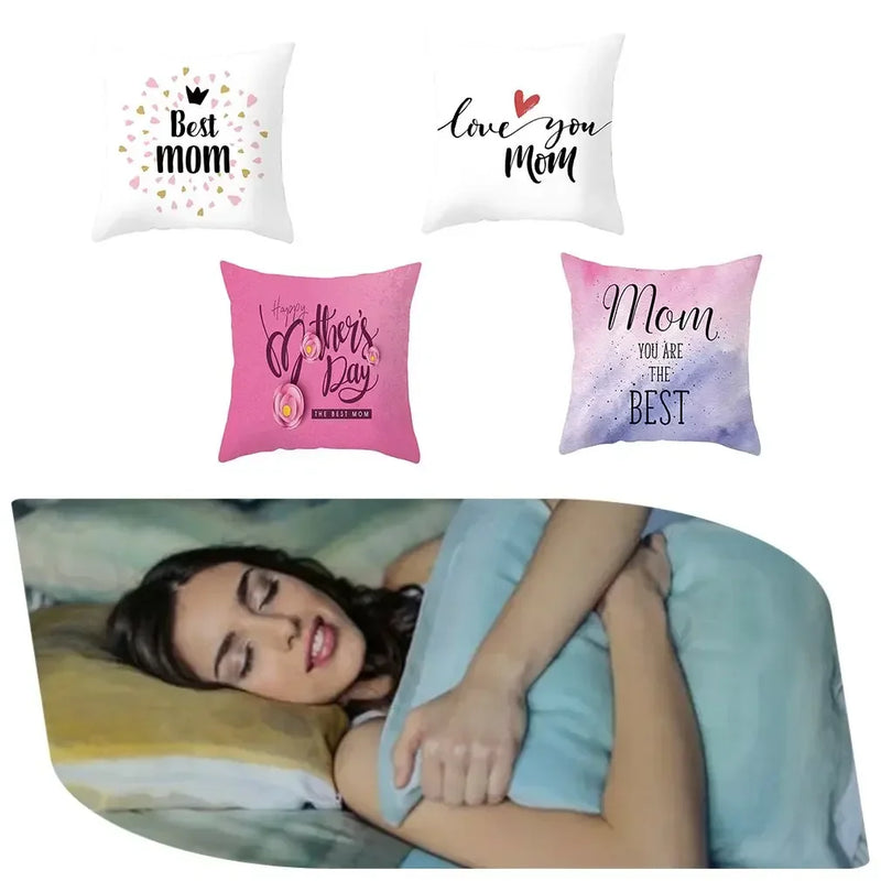 Axyaa Mother's Day Linen/Cotton Throw Pillow Cover - Home Decor Pillowcase