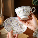 Axyaa Nordic Lace Coffee Mug and Saucers - Vintage Floral Ceramic Teacup