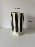 Axyaa Striped Ceramic Vase Geometric Flowerpot Ornament