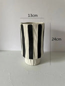 Axyaa Striped Ceramic Vase Geometric Flowerpot Ornament