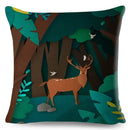 Axyaa Cartoon Deer Pillowcase - 45*45cm Linen Cushion for Home Decor