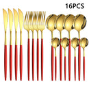 Axyaa 16-Piece Stainless Steel Tableware Set for Home, Hotel, and Restaurant