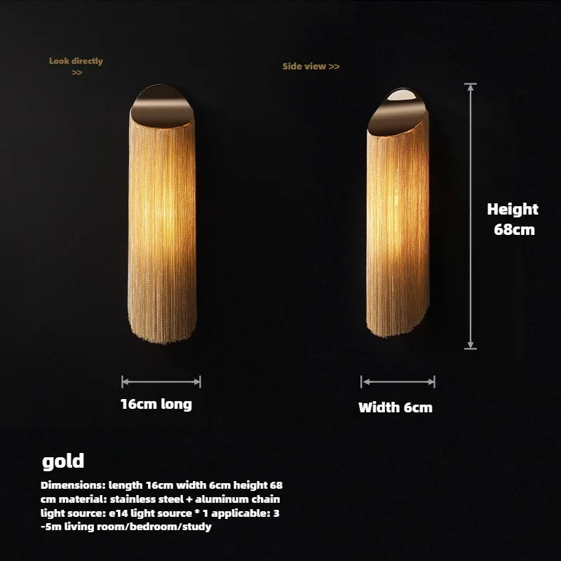 Luxury Axyaa Italy Tassel Wall Sconces Light Silver Gold