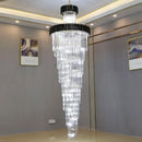 Axyaa Elegant Crystal LED Chandelier - Modern Black Rotating Light for Living Room and Staircase