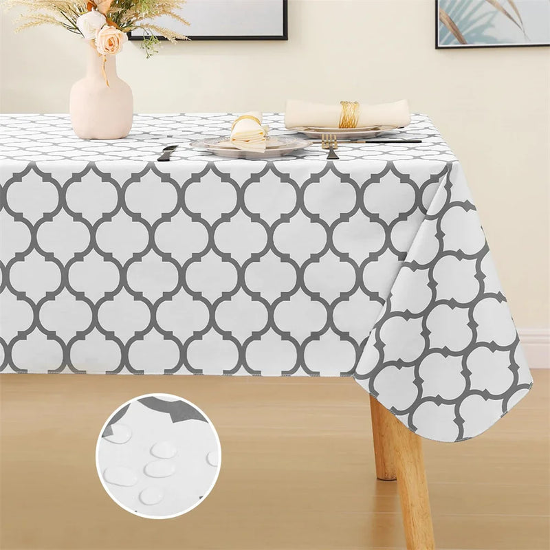 Axyaa Waterproof PVC Tablecloth Rectangle Table Cover for Wedding Dining, Moroccan Design