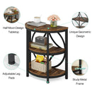 Axyaa Industrial 3-Tier Half Round End Table, Metal Frame Living Room Side Table