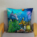 Axyaa Dolphin Ocean Pattern Cushion Cover for Kids Sofa & Home Decor
