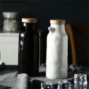 Axya Ceramic Oil Bottle with Wooden Cover, Leakproof Spice Container