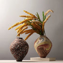 Axyaa Graffiti Vintage Ceramic Vase | Hand-drawn Coarse Pottery Flower Bottle