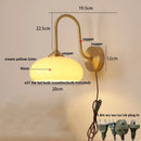 Axyaa Glass LED Wall Sconce, Pull Chain Switch Nordic Copper Light Fixture
