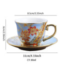 Axya Tracing Gold Coffee Cup and Saucer Set for 6 | High-Grade Ceramic Tea Espresso Set