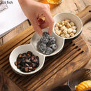 Axyaa Ceramic Three Grid Plate Set - Restaurant Snack Sushi Appetizer Seasoning Molecular Cuisine