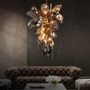 Axyaa Gold Steel LED G9 Pendant Lights Cognac/Gray Glass Hanging Lamp