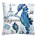 Axyaa Blue Marine Organism Pattern Polyester Cushion Cover for Home Sofa