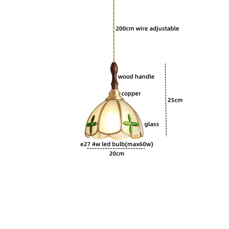 Axyaa Modern Pink Glass LED Pendant Lights Copper Hanging Lamp for Home Decor