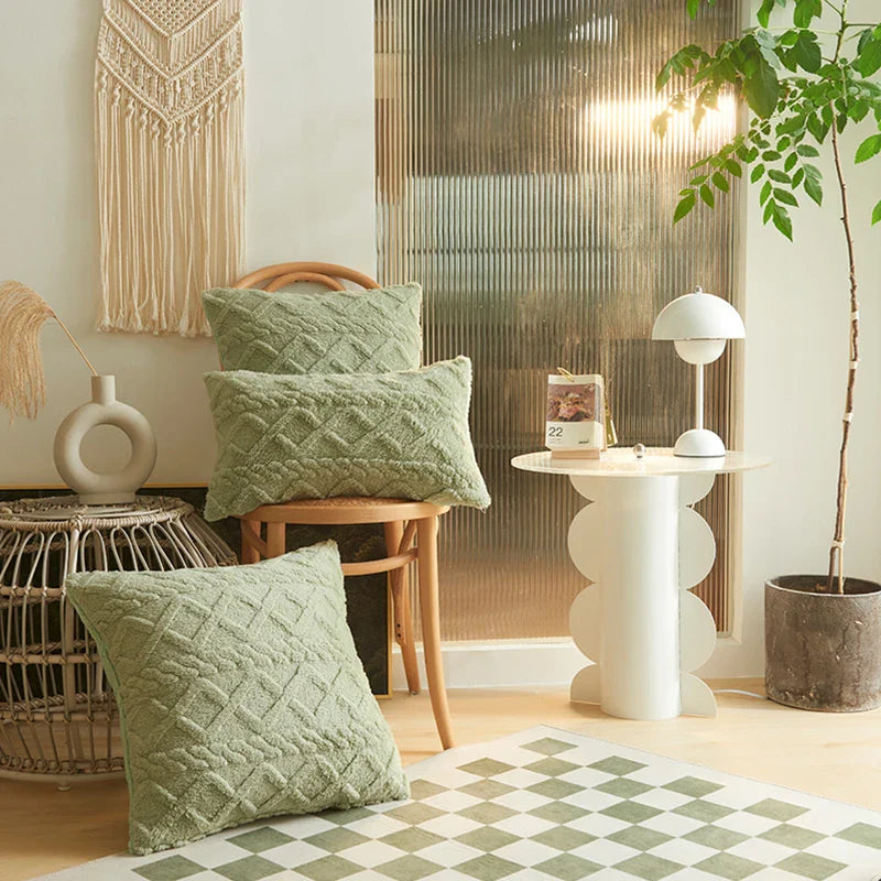 Axyaa Short Plush Geometric Pillow Cover Set for Home Decor