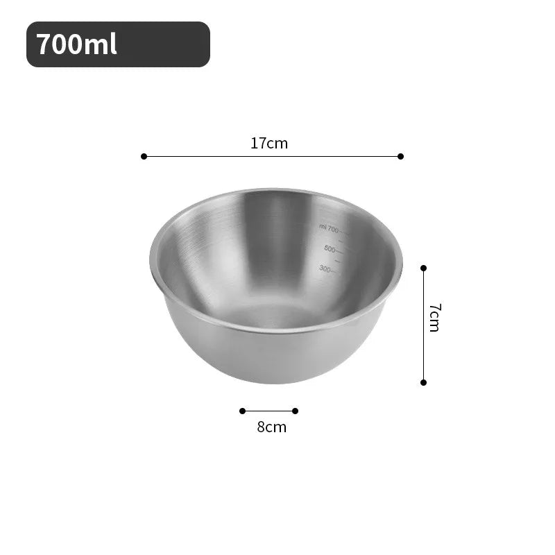 Axyaa Stainless Steel Salad Bowl with Scale - Korean Style Ramen Noodles Soup Container