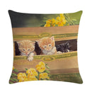 Axyaa Cute Cat Pet Pattern Pillow Cover Linen Throw Pillow 45*45cm
