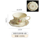 Axyaa Floral Ceramic Coffee Mug and Plate Set with Gold Rim
