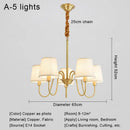 Axyaa Copper Chandelier - Retro American Modern LED Pendant Lamp for Home Decor
