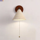 Axyaa LED Wall Lamp Switch Yellow Travertine Stone Black Iron Wabi Sabi Light