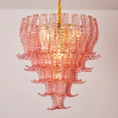 Axyaa Luxe Pink Glass Designer Chandelier Set for Living, Bedroom, and Dining Rooms