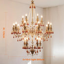 French Crystal Chandelier: Axyaa Luxury Copper LED Pendant Light, Red Crystal Hanging Lamp.