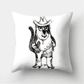 Axyaa Black & White Cat Pattern Cushion Cover for Living Room, Bedroom & Sofa