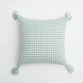 Axyaa Knitted Tassel Cushion Cover in Blue Orange Mustard Yellow Grey Ivory