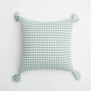 Axyaa Knitted Tassel Cushion Cover in Blue Orange Mustard Yellow Grey Ivory